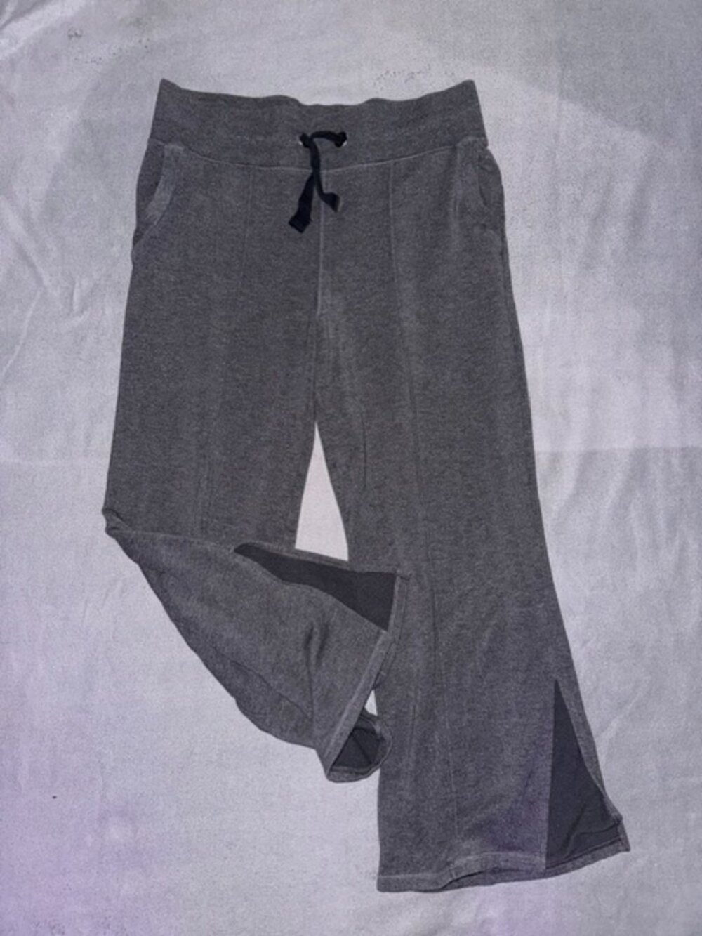 Athleta Womens Wide Leg Pants Large Gray Athletic Yoga Lounge Drawstring